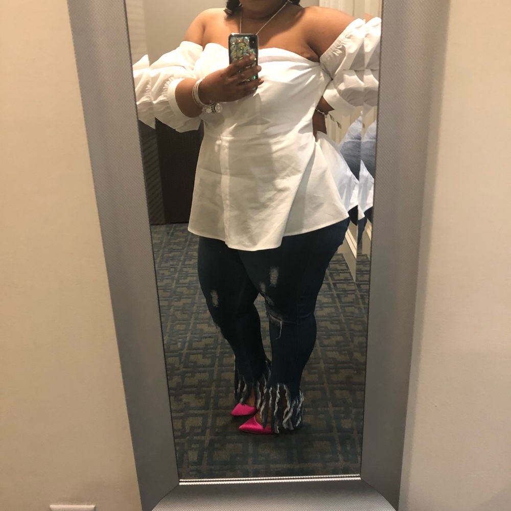 Eloquii White Off-Shoulder Blouse